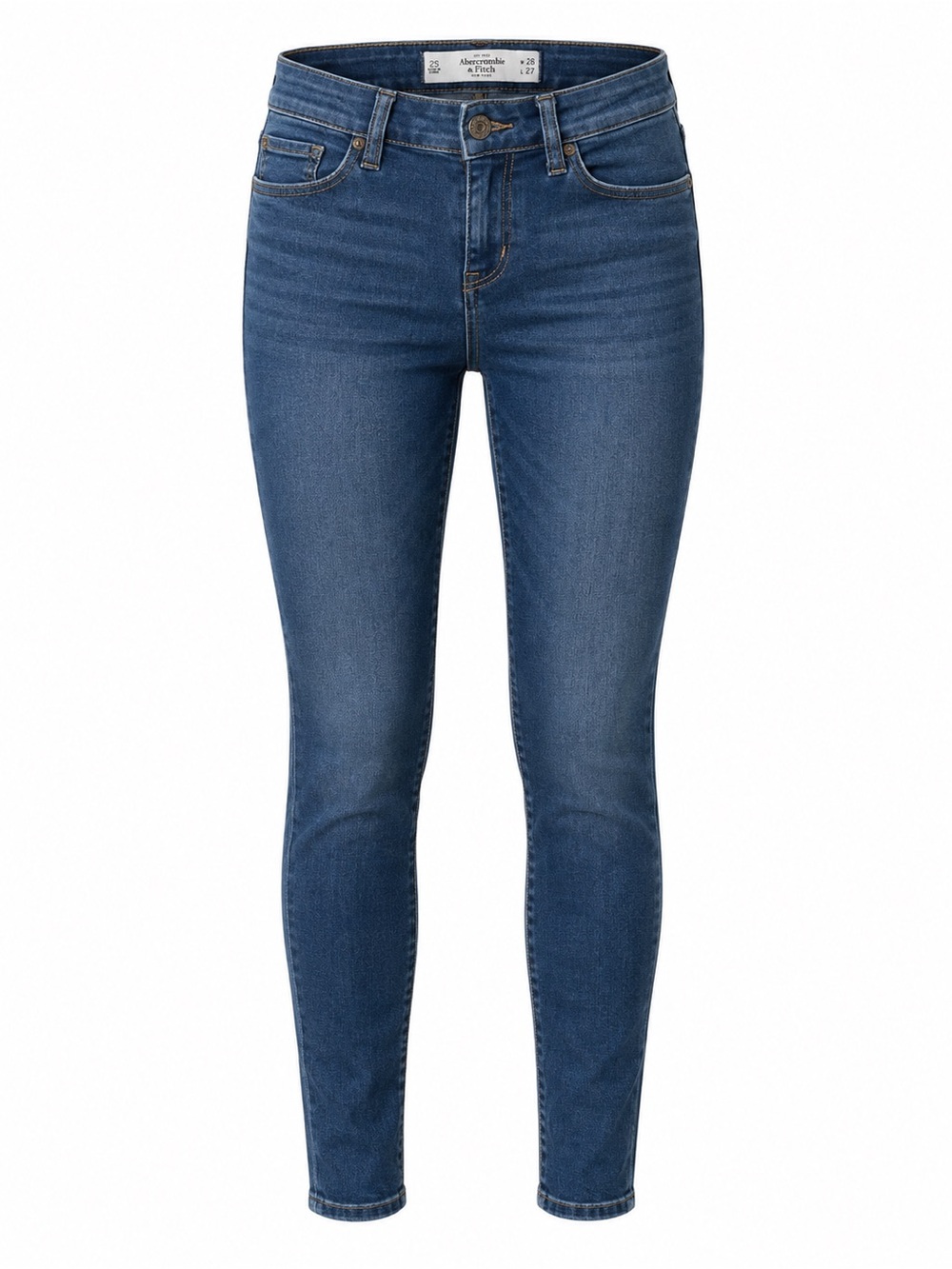 Abercrombie & Fitch Mid-Rise Skinny Jeans in Blue Wash